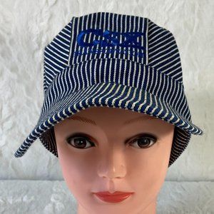 Vintage CSX Railroad Conductor Snapback Joe’s Hats Blue Striped Adjustable